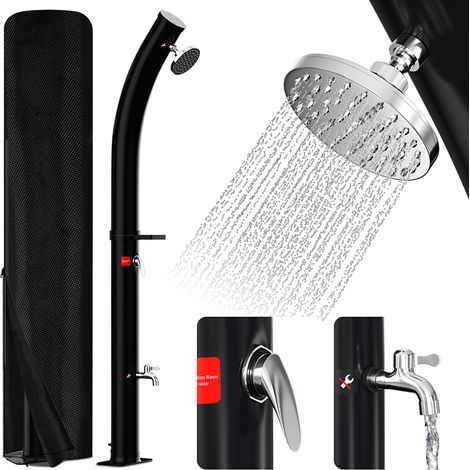 TolleTour Doccia solare da esterno 20L, 215cm Doccia per piscina inclusa con copertura e porta sapone