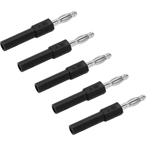 Lot de 5 adaptateurs prise banane 4mm mâle vers femelle 2mm, laiton PA, noir, pour multimètre, 30Vac-60Vdc 36A (1/5)
