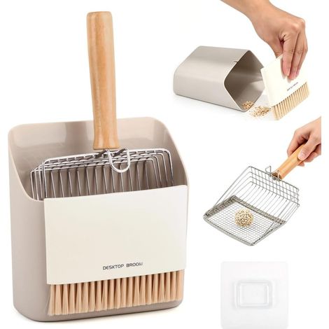 3 en 1 Pelle Litière Chat Set Métal avec Pelle à Poussière et Brosse (1/5)