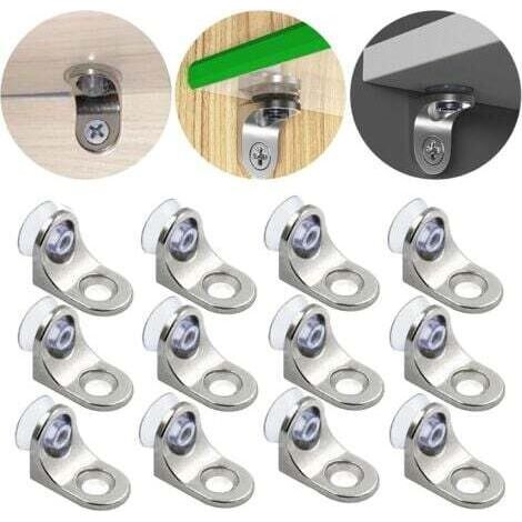 Set di 12 supporti per mensole in lega di zinco con ventose rimovibili per pareti resistenti e facili da installare.