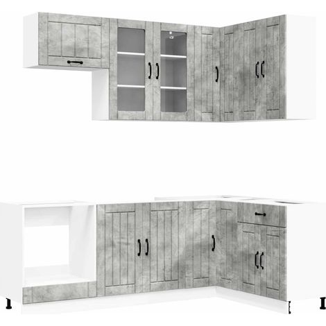 Kitchen Unit LUCCA 8 pcs Concrete Grey Engineered Wood vidaXL (1/5)