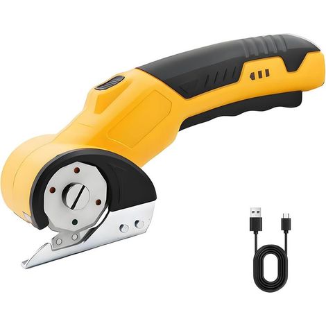 Ciseaux électriques sans fil 2000 mAh Coupe le cuir, tapis, carton et PVC Bouton de sécurité et lumière de travail LED Chargement USB (1/5)