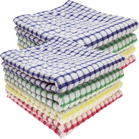 Torchons de cuisine, 30 cm x 30 cm, grand paquet de 8 torchons 100 % coton, pour sécher la vaisselle, le linge et les serviettes (1/5)