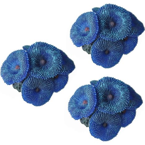 3 plantes d'aquarium artificielles corail bleu (1/4)