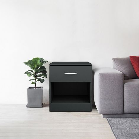 Modern Bedside Table Cabinet Chest of Drawers Nightstand Bedroom Furniture Grey (1/4)