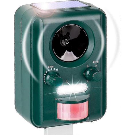 Voss Sonic 2000 Défense ultrasonique à fonctionnement par flash solaire contre les chats, les chiens, les martres et autres animaux