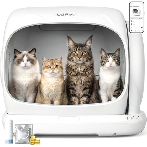 Lettiera automatica per gatti UBPET C41/Capacità extra large di 106L(XXXL), lettiera automatica con app, controllo degli odori, design brevettato anti-schiacciamento, adatta a case con più gatti (1/5)