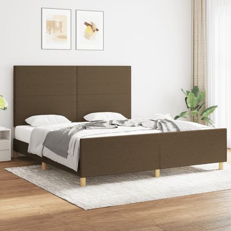 Cadre de lit sans matelas marron foncé 180x200 cm tissu (1/5)