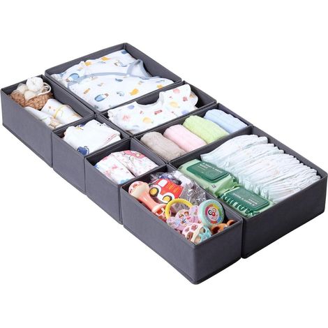 ORLISA 8-teiliges Set Aufbewahrungsbox Kleiderschrank Organizer, Grau (1/5)