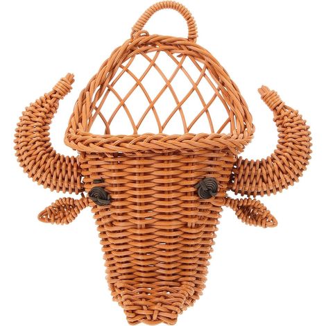 Panier mural SHINEOFI avec motif tête d'animal de dessin animé, en PP, poignée pratique (1/5)