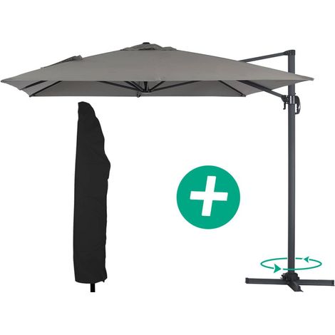 Ampelschirm aus Alu "Sun 4" - Rechteckig - 3 x 4 m + Schutzhülle - Grau (1/5)