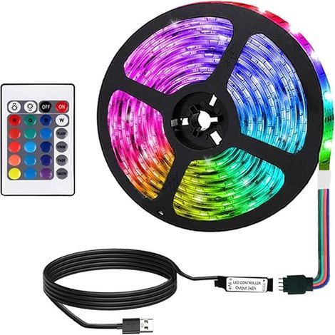 Ruban LED USB, Bande Lumineuse Télécommandée, pour Léclairage à La Maison, Décoration de Fête (1/5)