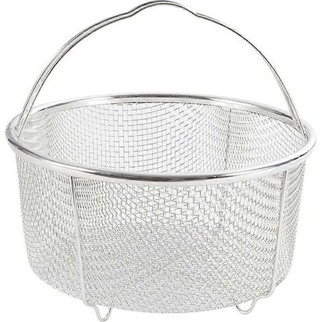 Un cestello per friggere alimenti da cucina, in acciaio inox, con funzione di scolo. (1/4)