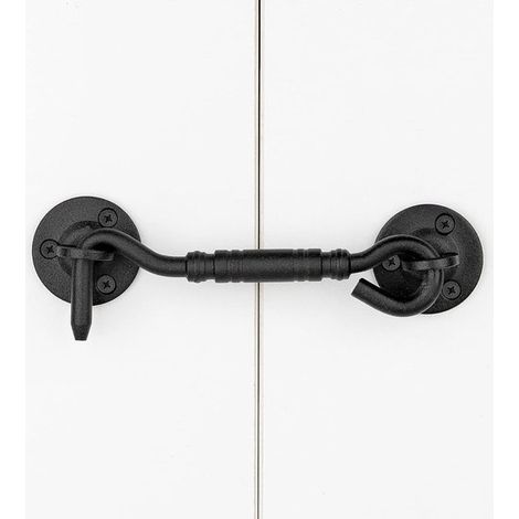 Cerradura de gancho y argolla de acero inoxidable resistente, Gancho para cabina, Gancho de viento, Cerrojo para puerta de armario/vitrina, Negro (1/5)