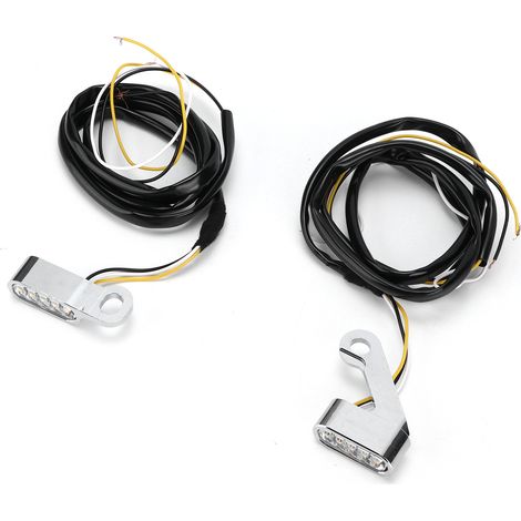 Lot de 2 mini feux de virage à LED, clignotants, en alliage d'aluminium résistant à la corrosion, accessoire moto, coque argentée, miroir blanc (1/5)