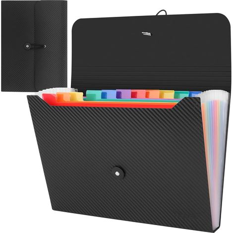 Trieur Lot de 1 Pièces (Sergé Noir) (13 Compartiments, unité, 1) Extensible Pochettes pour Documents, Rangement Papier Administratif Accordéon Org