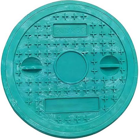 Couvercle de Regard Rond - 1 Pièce - Plastique Renforcé - Antidérapant et Robuste - Pour Jardin et Terrasse - Vert (30 cm) (1/5)