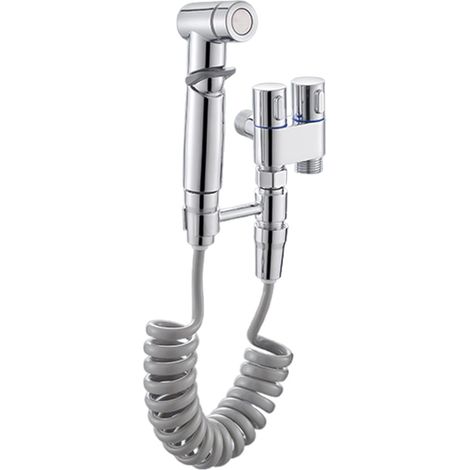 Stainless steel hand shower for bidet, Hand shower set, Adjustable spray, Easy to install, Stainless steel wall-mounted toilet with hose and hook (Galvanized color) (1/5)