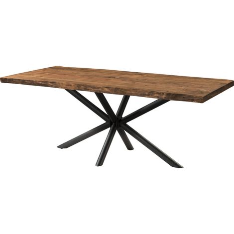 Baumtisch Sheesham 220x100x76 natur gebeizt / Kreuzgestell anthrazit matt FREEFORM 5