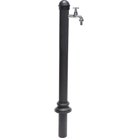 Fontana a colonna Erice per casa giardino colore grigio ghisa con rubinetto in ottone cromato modello 195C