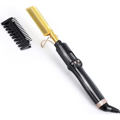 Piastra elettrica a pettine caldo, spazzola lisciante per barba portatile in ceramica, pettine antiscottatura (1/4)