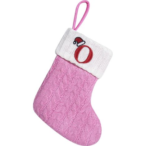 Chaussette De Noël - Tricotée En Fibre De Polyester - Lettre Initiale Personnalisable - Pour Décoration De Cheminée Ou Arbre De Noël - 1 Pièce (1/3)