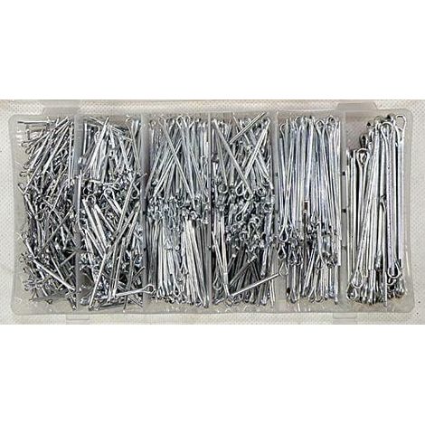 Juego de alfileres rectos Silver, modelo S10544, 1000 piezas, para talleres y fábricas, pasadores de chaveta rectos de acero, organizados en casete, alta resistencia