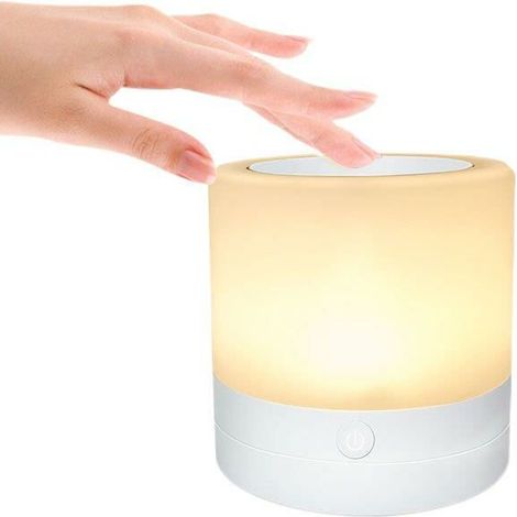 Lámpara de noche táctil, lámpara de mesa con luz LED nocturna con 7 colores ajustables y cambiantes y 6 intensidades de luz, lámpara LED recargable con función de memoria para sala de estar, dormitori