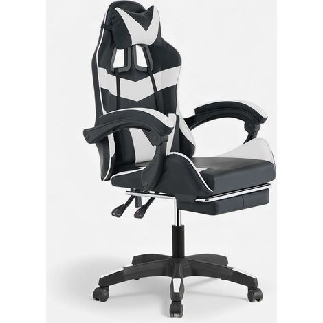 Sedia gaming reclinabile con cuscino ergonomico Nebula - Bianco - Bianco Lucido