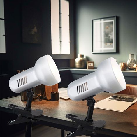 Spot à pince lampe spot lampe de table mobile lampe de bureau argent, métal plastique, 1x E27, LxH 16 x 21 cm, lot de 2 (1/5)