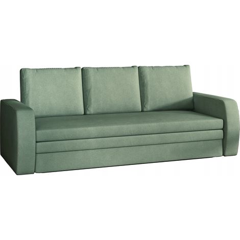 Canapé lit tissu vert avec coffre de rangement Liverna 220cm (1/5)