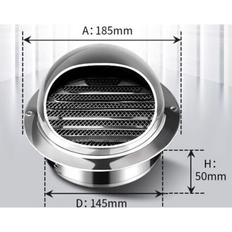 Entrée d'air à bille en acier inoxydable V2A 150 mm avec protection contre les intempéries et les insectes, argent (1/5)
