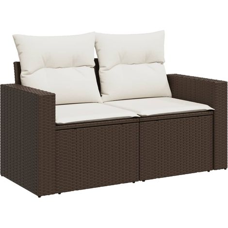 Maison Exclusive - Gartensofa mit Kissen 2-Sitzer Braun Poly Ratt
