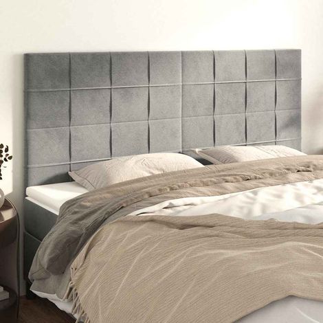 vidaXL Cabecero gris claro 180x5x118/128 cm terciopelo (1/5)