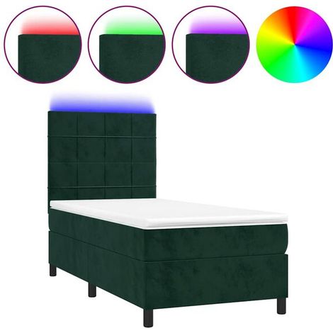 Sommier à lattes et matelas avec éclairage LED, vert foncé, 80 x 200 cm (1/5)