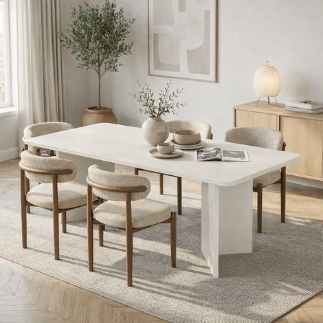 Esstisch Weißes Melamin, rechteckig, 180 x 89,5 x 75 cm – Linova