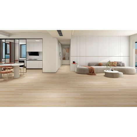 Sol PVC - Lames PVC clipsable avec sous couche intégrée- GARANTIE 20 ans -Ep. 5,5 mm- Bois clair - Dimensions L 122 cm x l 23 cm (1/5)