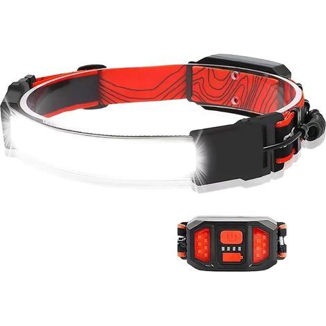 Lampe frontale COB avec lumière LED ultra lumineuse pour la pêche de nuit, le sentier pour la course à pied, la randonnée et l'utilisation en extérieur, étanche et longue durée de vie de la batterie
