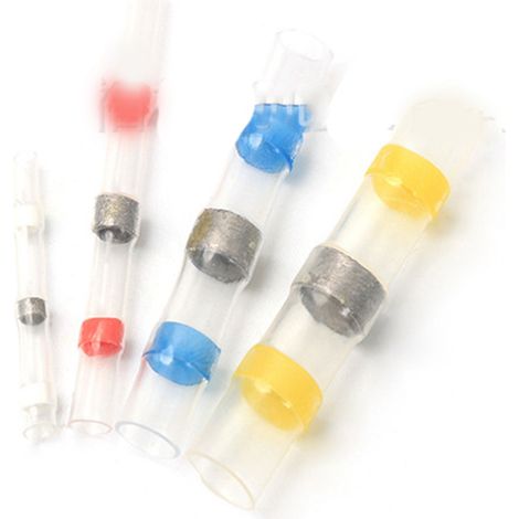 lot de cosses thermorétractables étanches à souder, connecteurs bout à bout isolés, assortiment de 800 pièces : 70 blanches, 80 rouges, 80 bleues, 35 jaunes, tube 535 (1/5)
