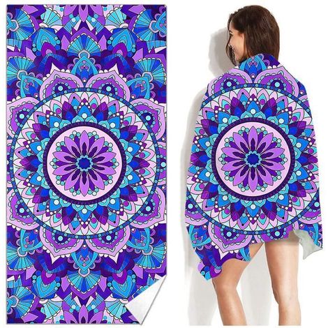 Serviette de Plage en Microfibre,180x90cm Serviette de Bain,Anti-Sable et à séchage Rapide,Couverture de Plage Absorbante,Style A (1/4)
