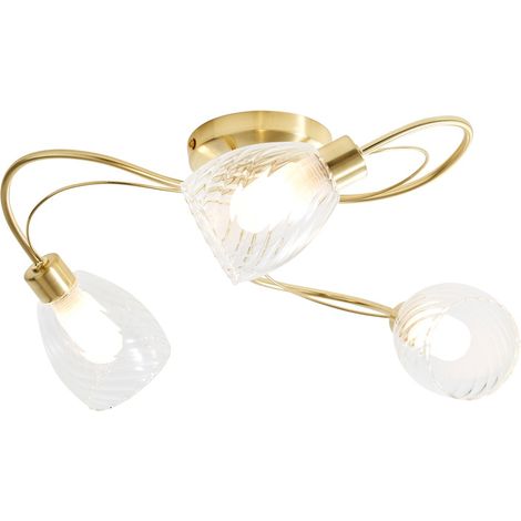 Litecraft Cora Flush Ceiling Light Tangle Bathroom IP44 3 Arm - Satin Brass (1/5)