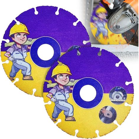 Lot de 2 lames de scie circulaire pour meuleuse d'angle - 125 mm - Disque à tronçonner en métal dur - Disque flexible avec alésage de 22,23 mm - Pour plastique, bois, contreplaqué, caoutchouc (1/5)