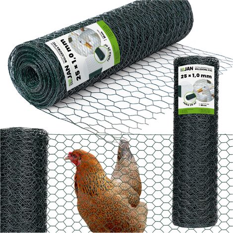 Filet pour volière pour oiseaux, perroquets, volailles, PVC OC 25 x 1,0, largeur 50 cm, 25 m
