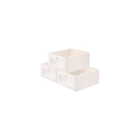 Lot de 3 Boîte de Rangement Wardrobe avec fenêtre transparente,Sans Couvercle Cube de rangement pliable,Boite Rangement Tissu,Sac de Rangement,Pour vêtements, jouets, livres,outils 40 x 27 x 17cm (1/5)