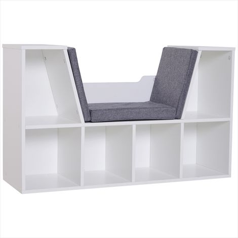 Bibliothèque Gris 2 en 1 avec banc et coussins en panneaux de (1/5)