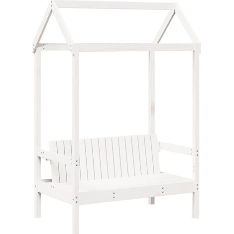 Banco banco con techo 117,5 x 70 x 176,5 cm en madera maciza de pino blanco DEC024664