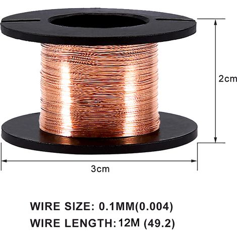 5 pièces Fil de bobinage émaillé cuivre 0.1mm pour réparation, longueur 12m (1/5)