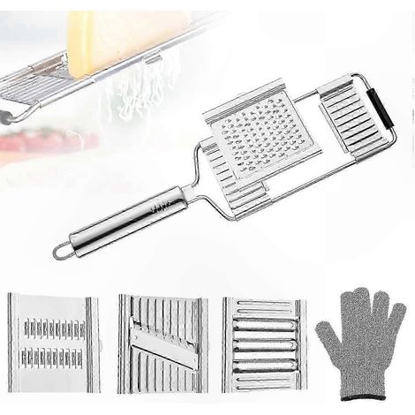 Ustensile de cuisine polyvalent pour trancher, hacher, râper et éplucher Lame en acier inoxydable résistante avec poignée ergonomique confortable (1/5)