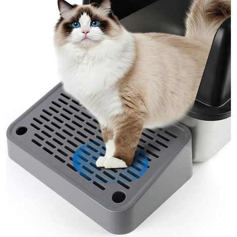 Bac à litière pour chat avec filtre et marchepied, gris foncé, facile à nettoyer, idéal pour chatons et chats âgés. (1/5)