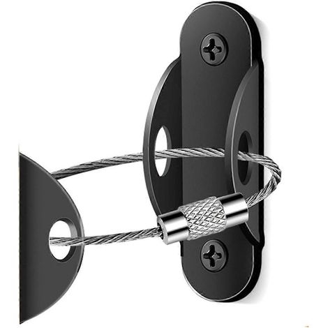 Dispositif anti-basculement pour meubles, étagère à chaussures, bibliothèque, armoire, noir (1/5)